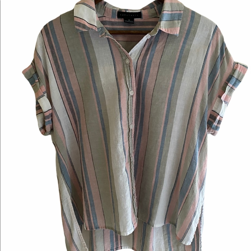Sanctuary Pastel Striped Short Sleeve Top
